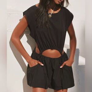 Anthropologie The Last Light Black Cut Out Playsuit